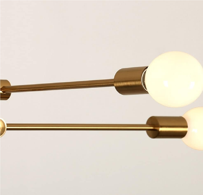 Semi-Recessed Sputnik Chandelier with 6 Lights – Antique Brushed Gold Modern Ceiling Fixture for Living Rooms. Bedrooms. and Dining Spaces