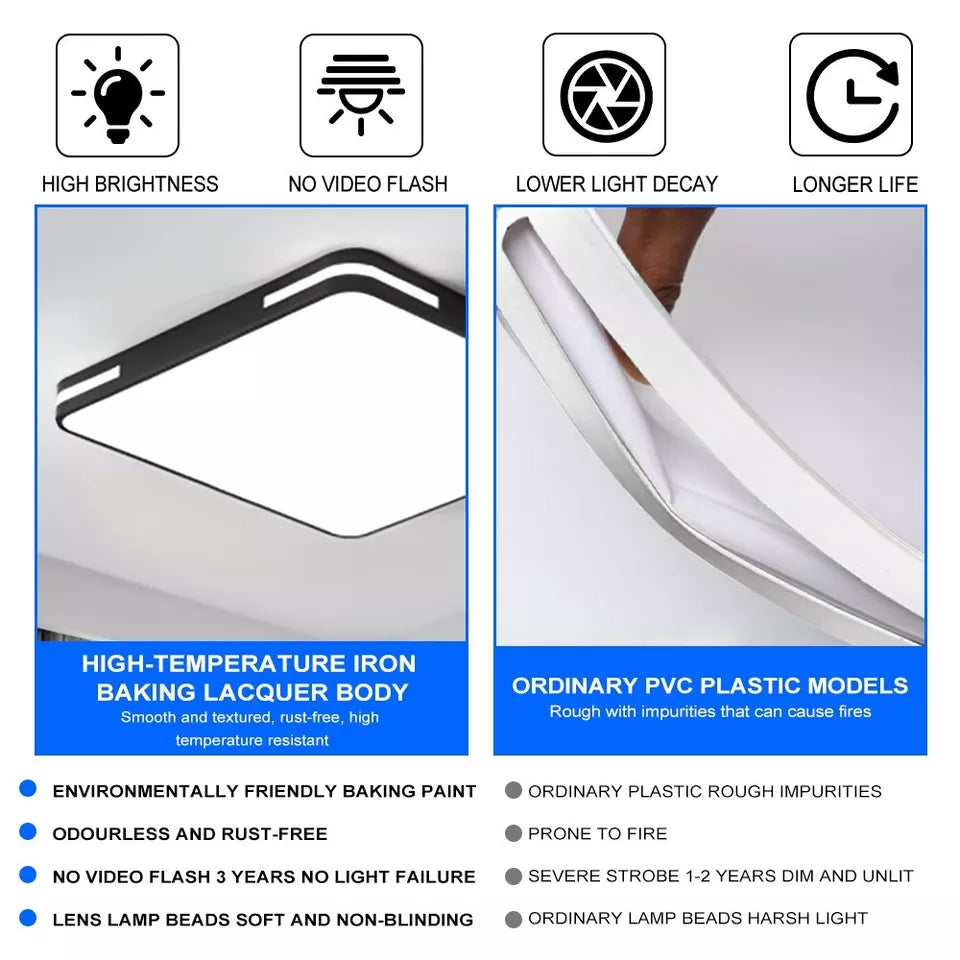 36W Dimmable LED Ceiling Light. 50CM Modern Square LED Ceiling Lamp with Switch Control. 3 Color Temperature Adjustments. Ceiling Lighting Fixture for Bedrooms