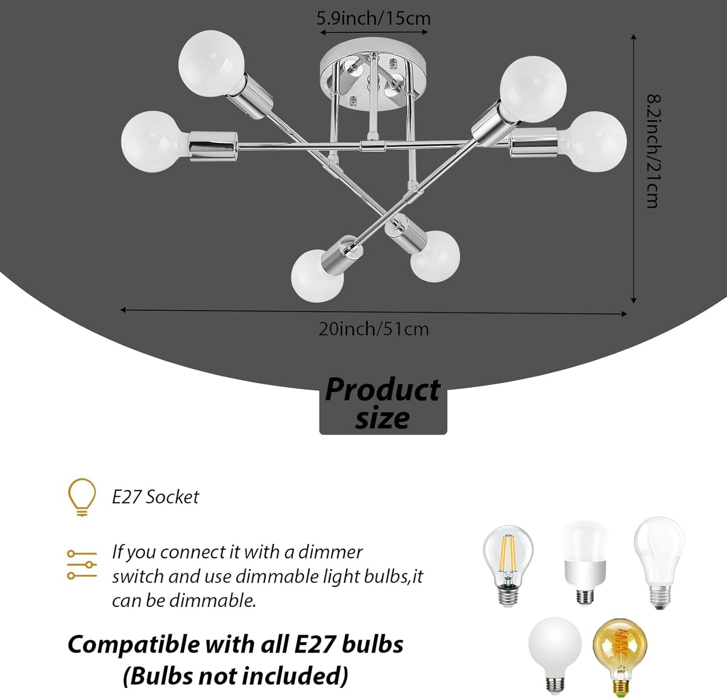 Clerance Sale - Modern Ceiling Light. 6 Lights Chandelier Ceiling Light for Living Room. Bedroom. Kitchen