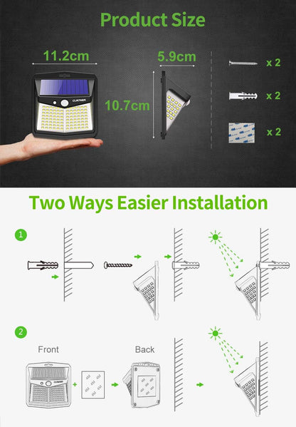 128 LED Solar Motion Lights – Outdoor Security (2 Pack)