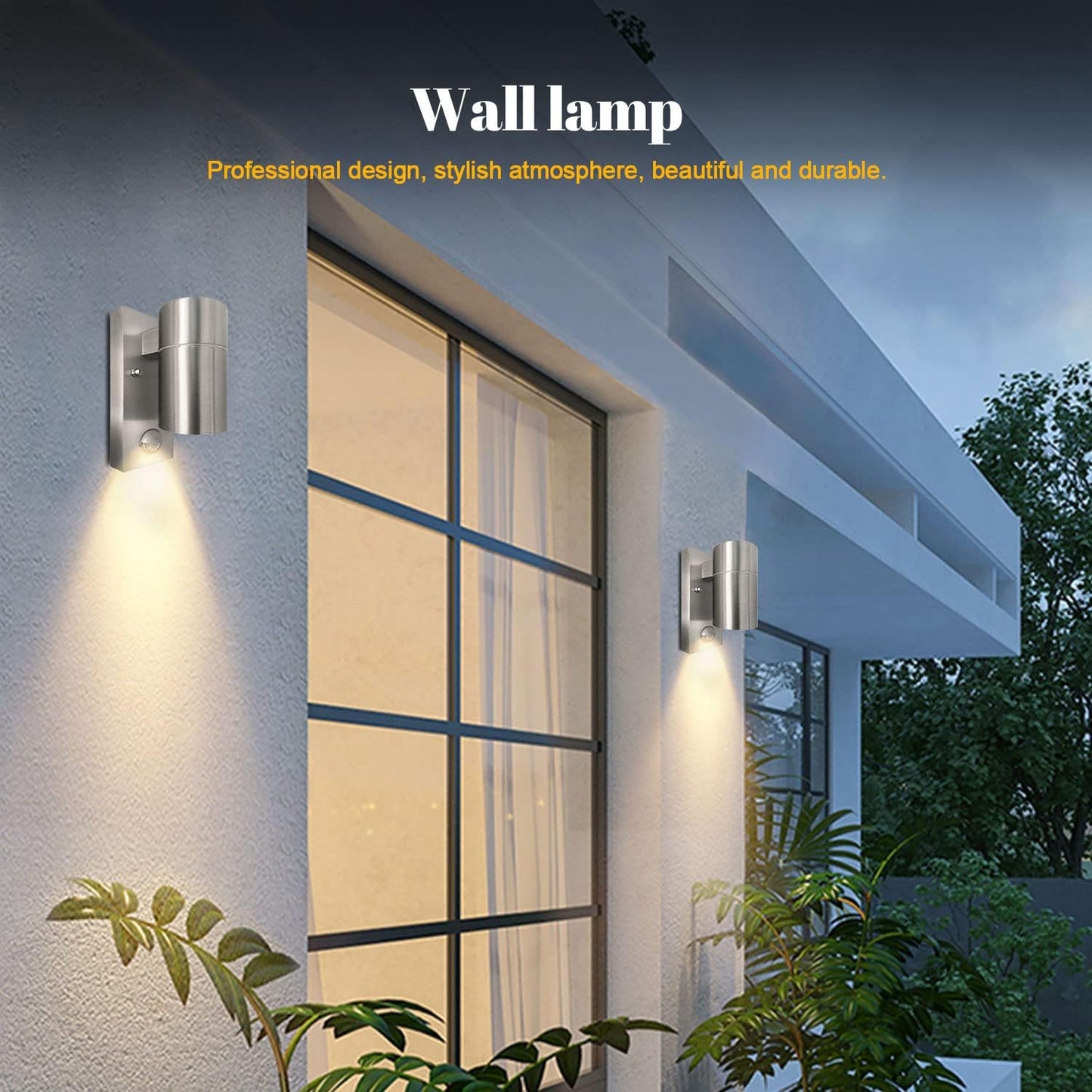 Outdoor Wall Light with PIR Motion Sensor. GU10 Base. IP44