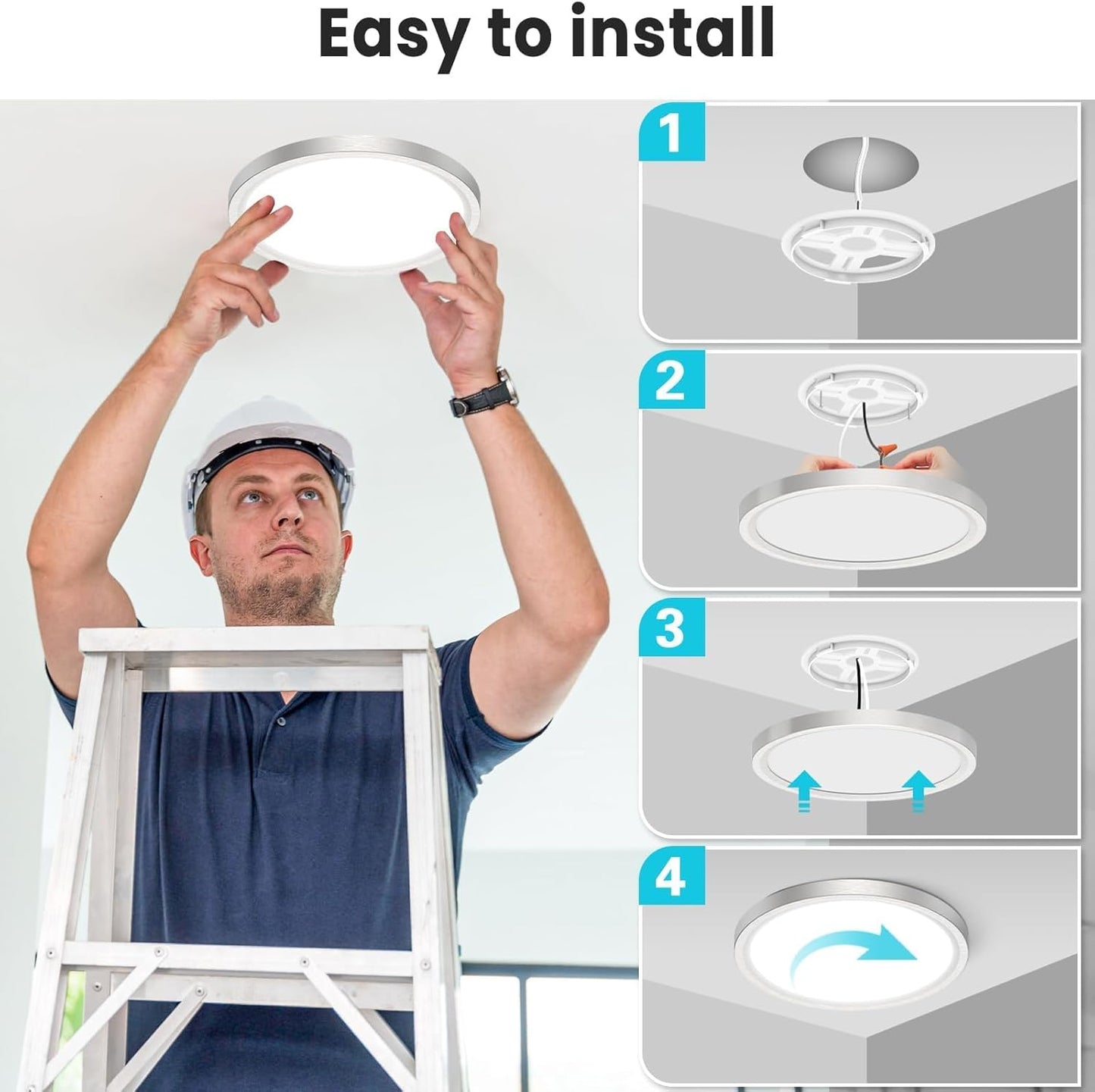 15W Flush Mount LED Ceiling Light – Brushed Nickel. 3 CCT