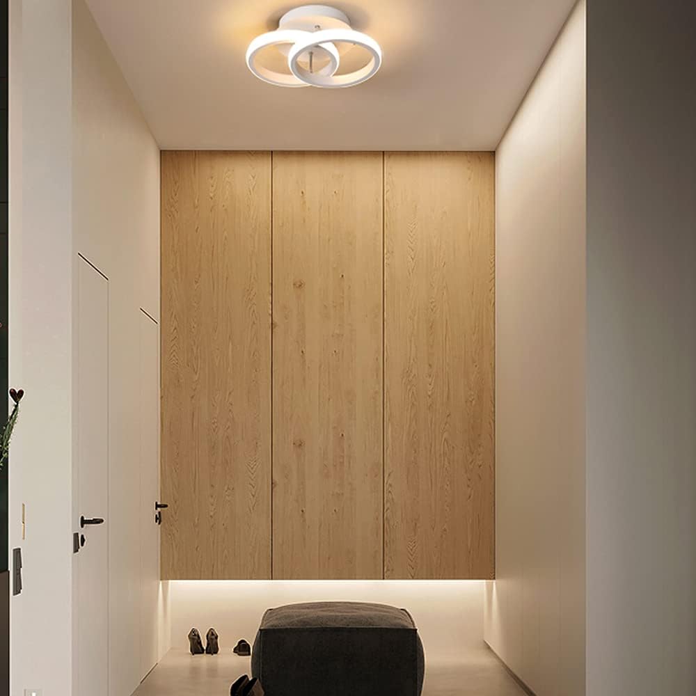 2 Circles LED Comfortable Ceiling Fixture for Corridor Living Room 22W Cool White Light