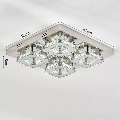 Modern Square Crystal LED Ceiling Light – Elegant Chrome Chandelier for Living Room. Bedroom & More