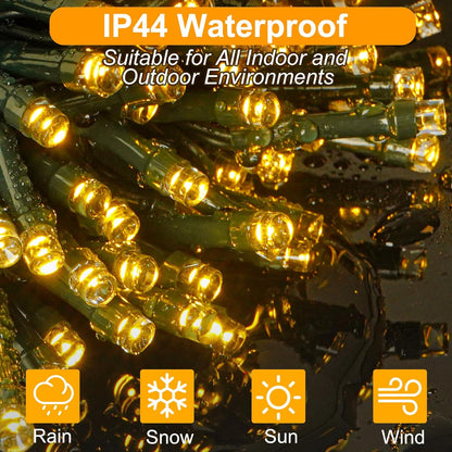 29.2M 220 LED Plug-in Fairy String Lights – Warm White. Remote. 8 Modes
