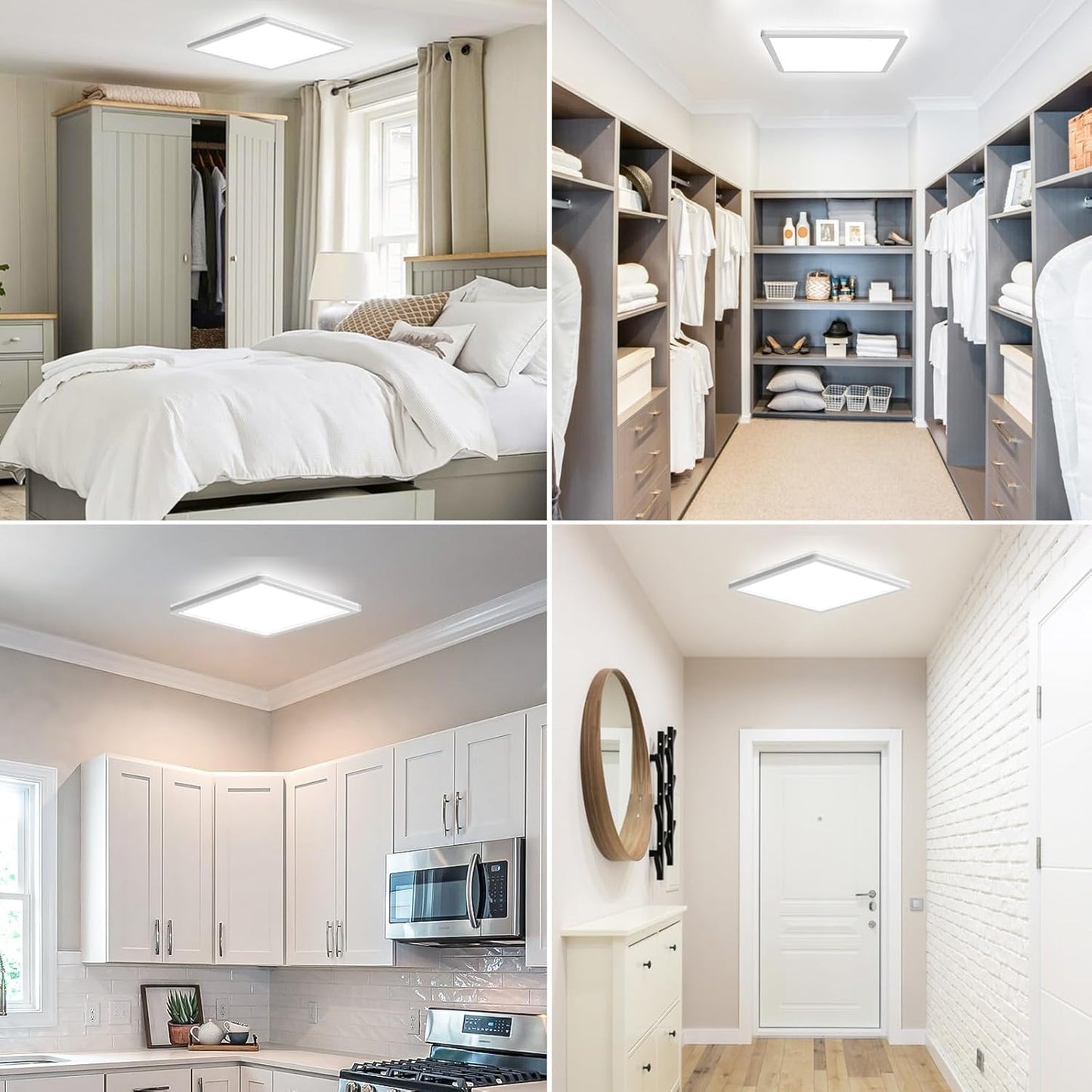 18W Square LED Ceiling Light – 1500LM. 5000K Daylight. IP54 Waterproof. Flush Mount Fixture (30cm) for Bathroom. Kitchen. or Bedroom