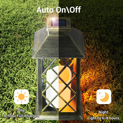 Solar Lanterns for The Garden – Moroccan-Style Flickering Outdoor Lights. Auto On/Off. Waterproof IP44. Warm White LED