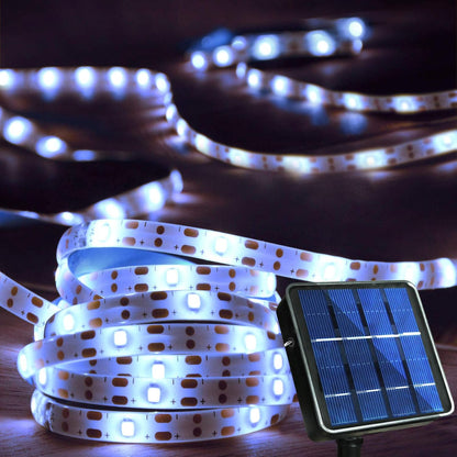 Outdoor Solar LED Strip Lights – 6M 180 LEDs. Cool White. 8 Modes. Waterproof Rope Light