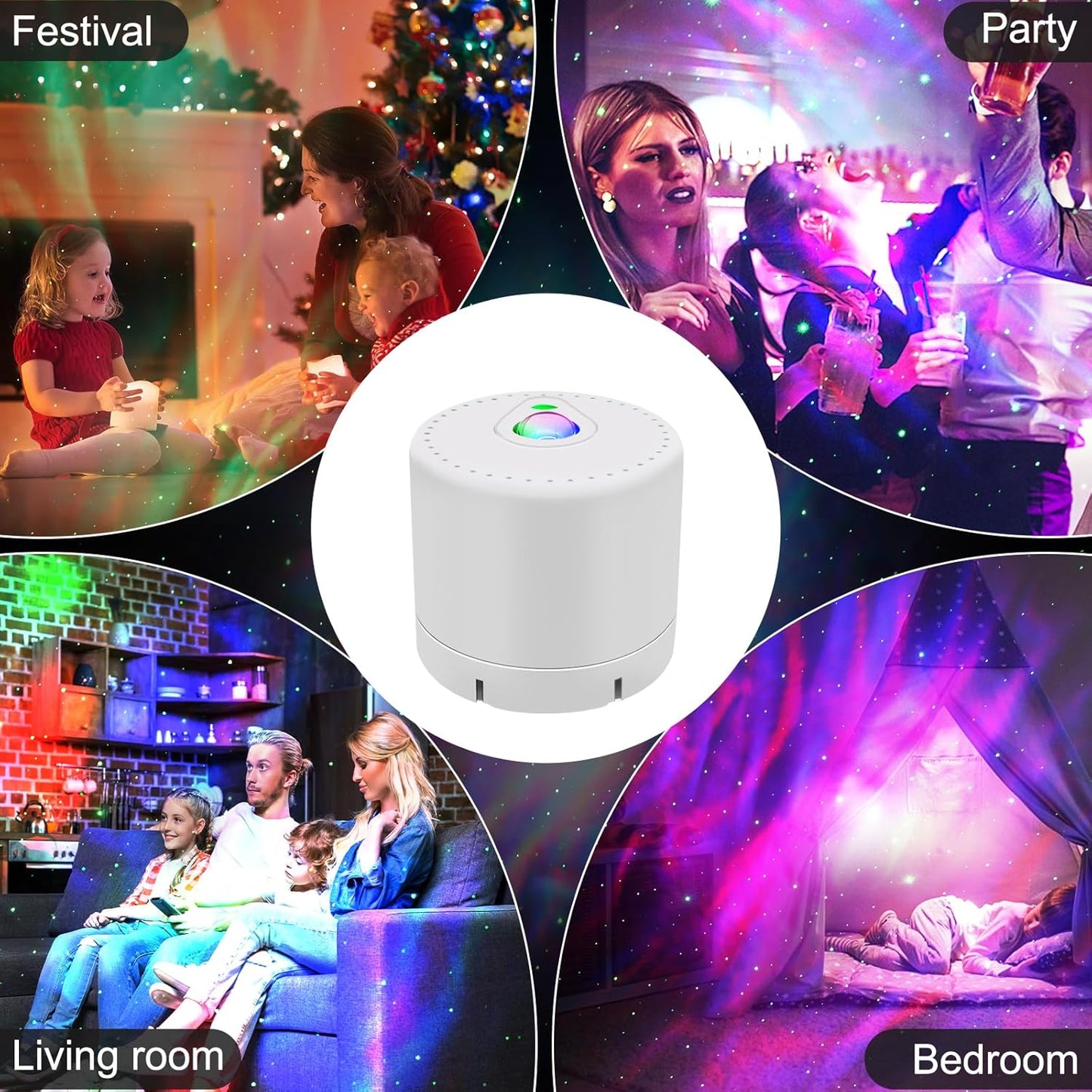 LED Galaxy Projector with Remote. Timer & Aurora Lights