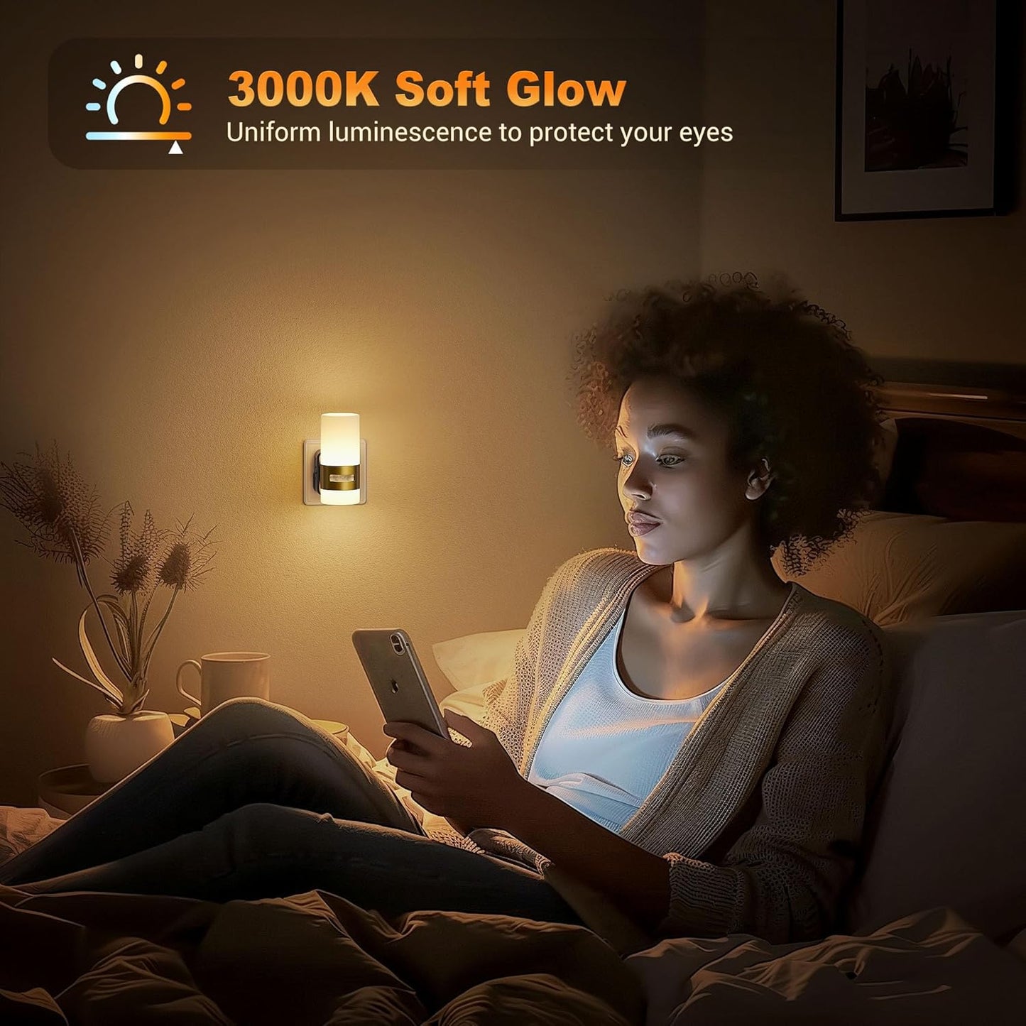 Dimmable Plug-in Motion Sensor Night Light. 3000K