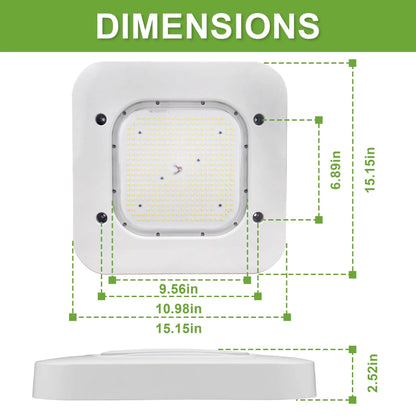 150W LED Canopy Light-5700K-Square-19500 Lumen-Gas Station Lighting-5 Years Warranty