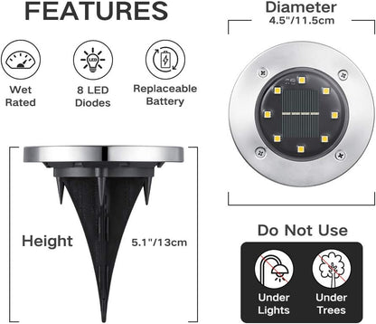 12-Pack Solar Deck Lights – Waterproof Outdoor LED Ground Lights for Walkways