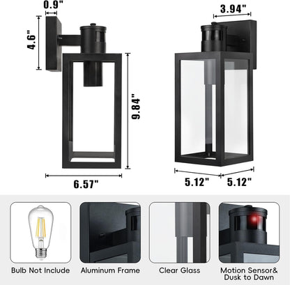 Motion Sensor Outdoor Wall Light. Dusk to Dawn Waterproof Sconce