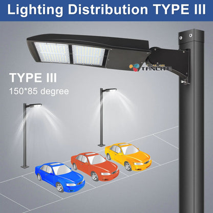 LED Parking Lot Light - 200W/240W/300W Selectable - 42000LM 5000K - Type III Shoebox Light - 120-277V - UL DLC Commercial Area Lighting