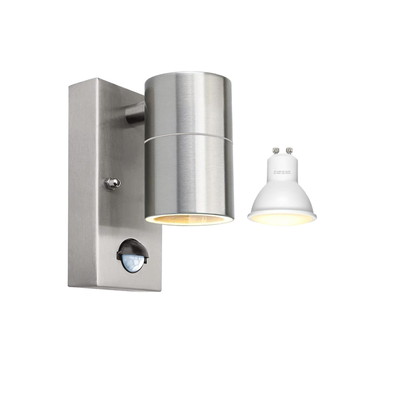 Outdoor Motion Sensor Wall Light – Stainless Steel IP44 GU10 Downward Facing Exterior Light