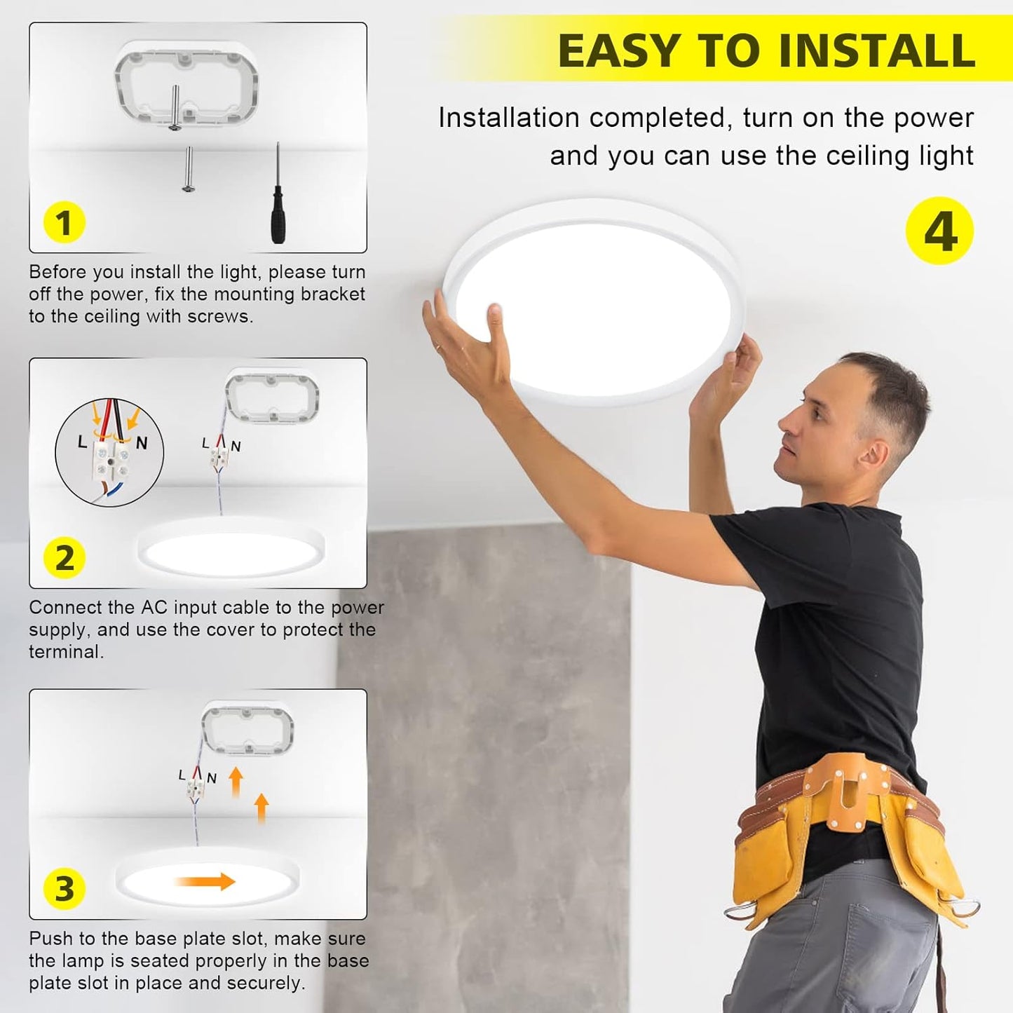 24W LED Ceiling Light – 5000K Daylight. IP44 Waterproof. 2200LM. Ø28.5cm