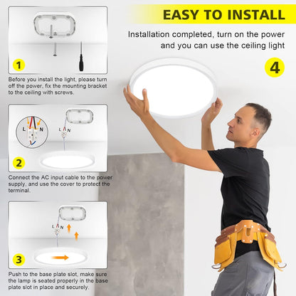 24W LED Ceiling Light – 5000K Daylight. IP44 Waterproof. 2200LM. Ø28.5cm