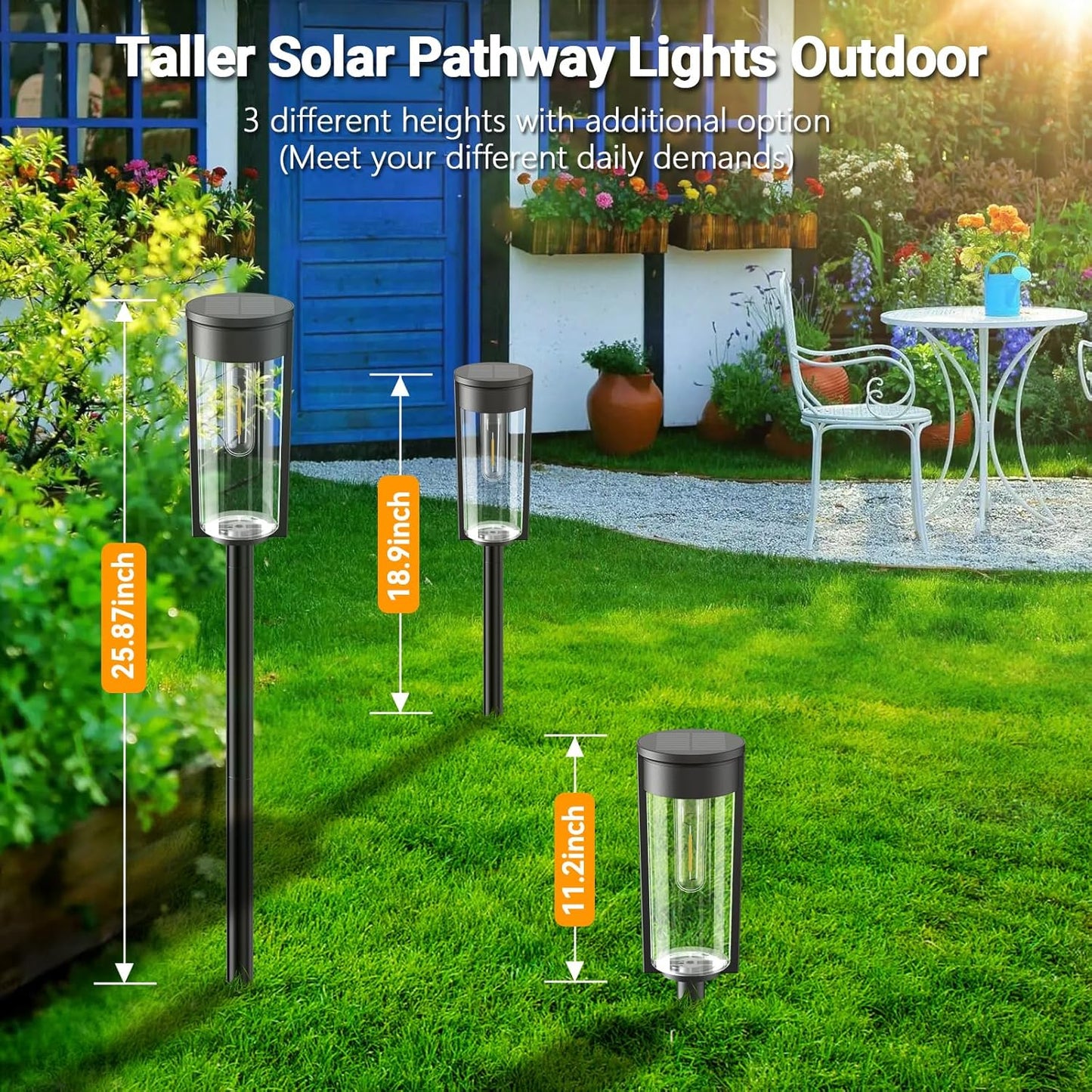 4 Pack Solar Garden Lights – Warm White Tungsten Filament. Waterproof. Auto On/Off