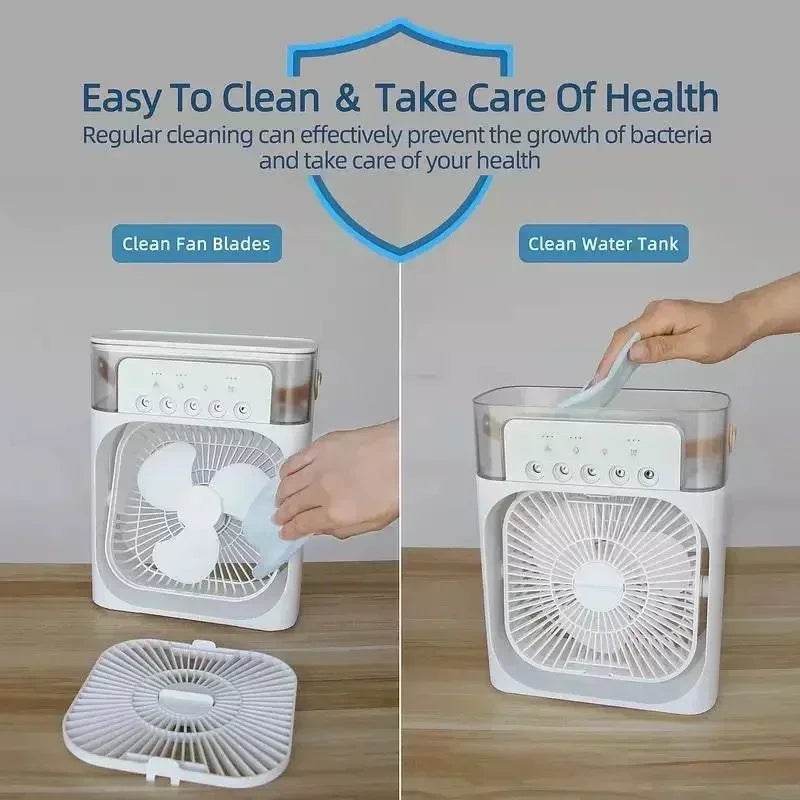 3-in-1 Portable Air Cooler Fan with Humidifier and LED Light