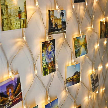 LED Net Fairy Lights – 270 Warm White. 8 Modes