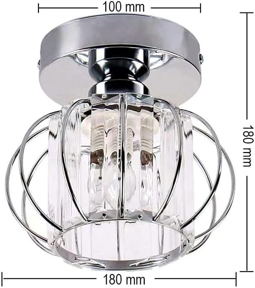 Mini Crystal Ceiling Light. Chrome Semi-Flush Mount