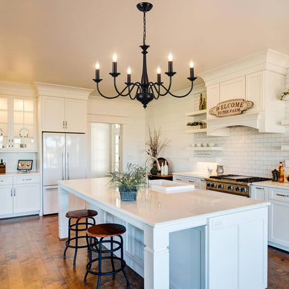 6-Light Black Chandelier – E14 Ceiling Light for Living Room. Dining. Bedroom. Kitchen