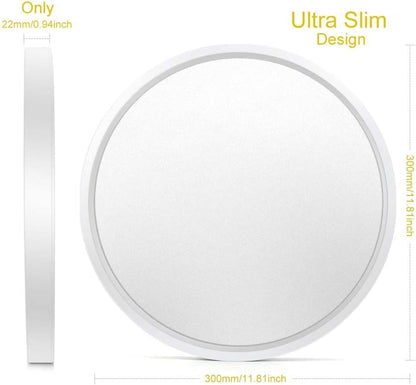 12 LED Ceiling Light – Ultra-Thin 24W Flush Mount. 2-Pack