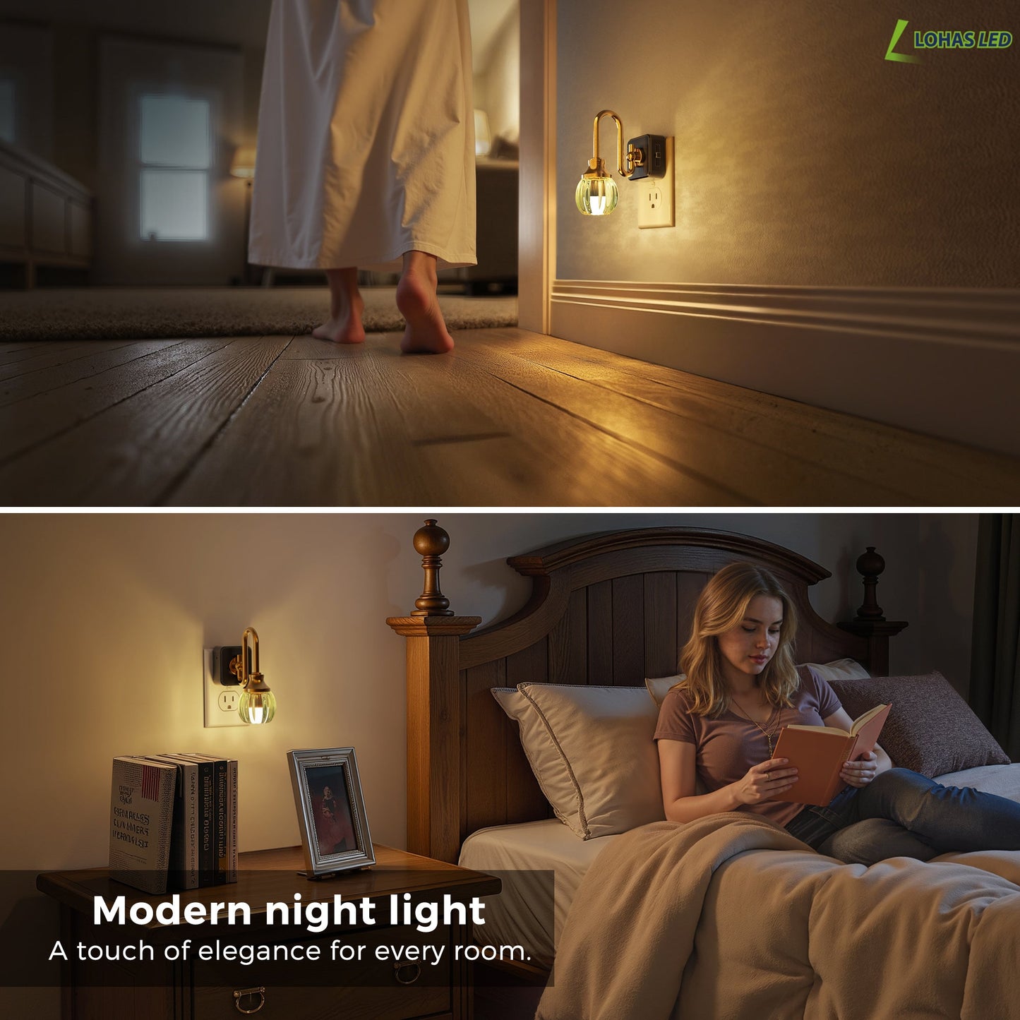 Plug-in Night Light Green Tulip Glass