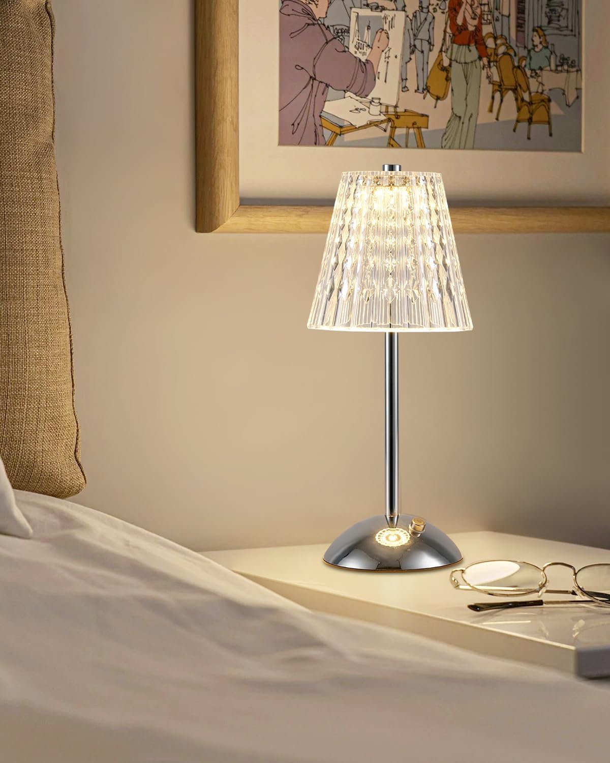 Rechargeable Gold Table Lamp. Touch Dimmable LED Desk Light