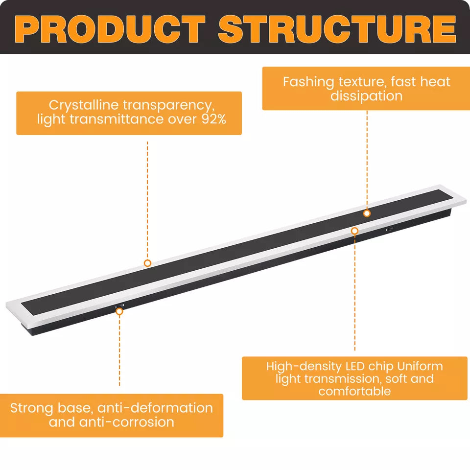 Modern LED Wall Light Sconce – Waterproof Outdoor/Indoor Strip Lamp. IP65. 24W