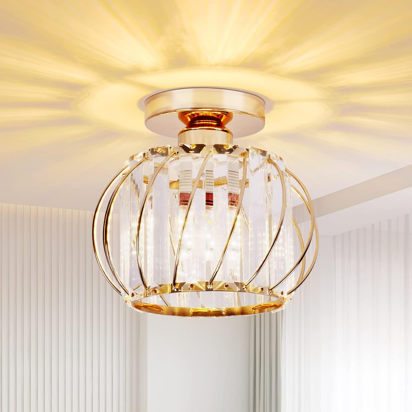 Vintage Semi Flush Ceiling Light – Black Metal Cage Fixture with E27 Holder for Living Room. Kitchen. Bedroom. or Hallway