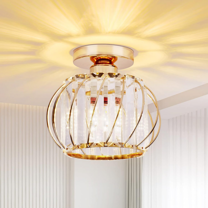 Vintage Semi Flush Ceiling Light – Black Metal Cage Fixture with E27 Holder for Living Room. Kitchen. Bedroom. or Hallway