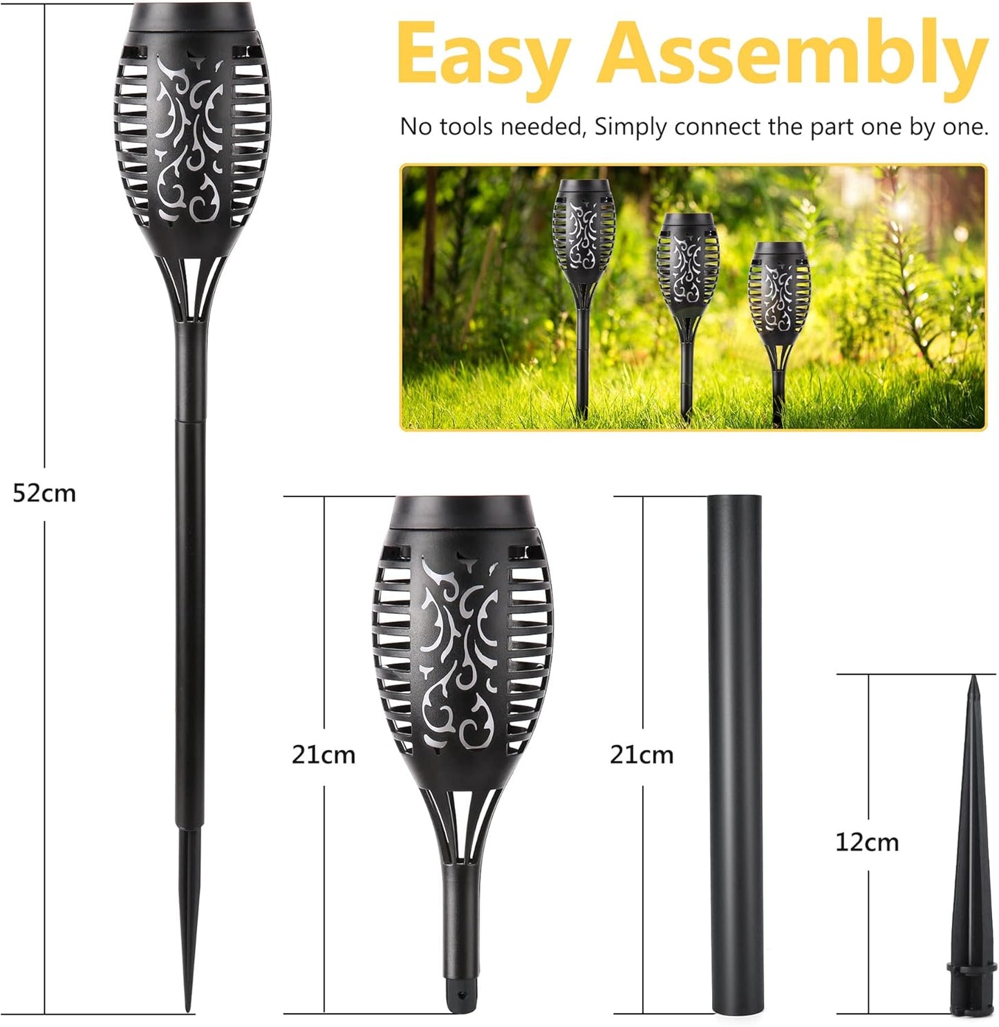 6 Pack Solar Flame Torch Lights – Waterproof Outdoor Garden & Pathway Decor
