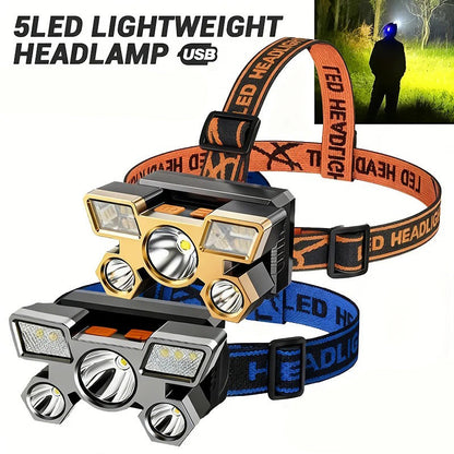 Super Bright Rechargeable Long Head-Mounted LED Miners Lamp Flashlight