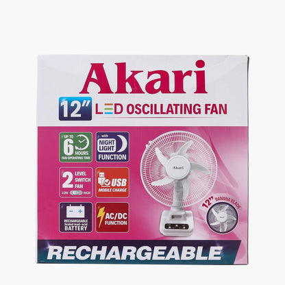 AKARI 12 LED Oscillation Rechargeable Fan (ARF 5313F)