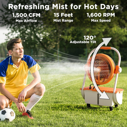 (Open Box) AirSupply MS12 Portable Mist Fan. 19.200mAh Battery & 2.9-Gallon Tank
