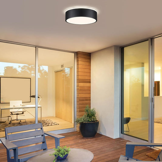 Modern LED Ceiling Light. 24W 4000K Black Metal Flush Mount Lamp 11.8 Inch for Bedroom. Living Room. Kitchen. Bathroom. Hallway. Dining Room. Lounge