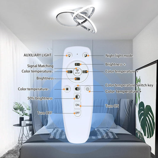 Dimmable LED Ceiling Light 42W – Modern Silver 40cm Lamp with Remote