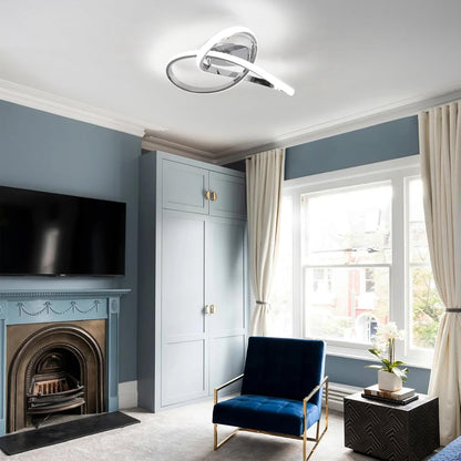 Dimmable LED Ceiling Light 42W – Modern Silver 40cm Lamp with Remote