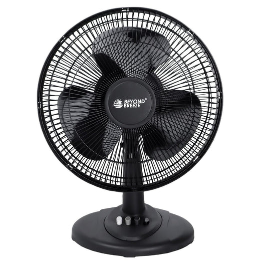 Black Grille 12 Oscillating Table Fan with Adjustable Speed Setting