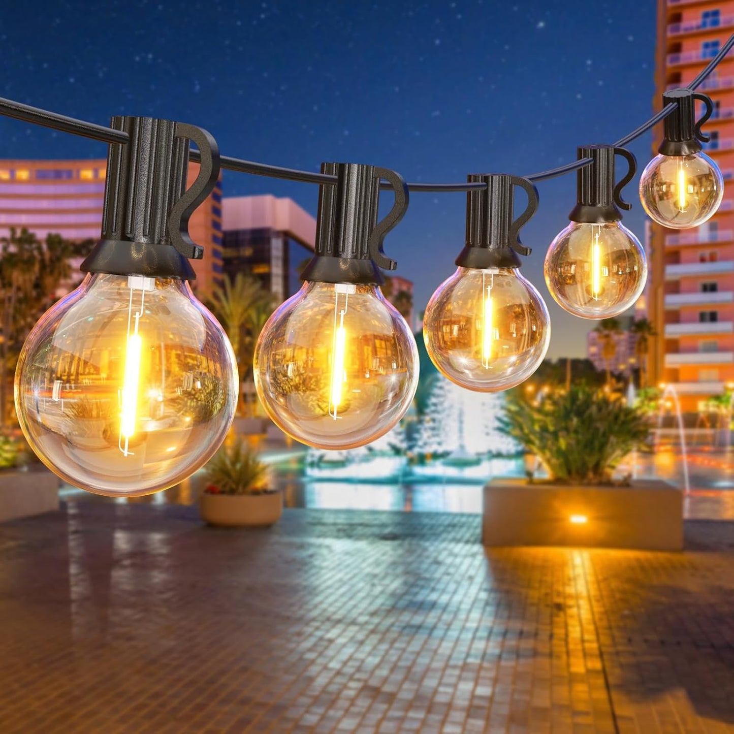 30M/100FT Outdoor Festoon String Lights with Timer