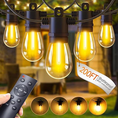 150ft Outdoor Festoon Lights with Remote & Dimmable LEDs