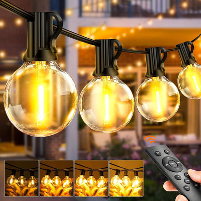 65.5ft Outdoor String Lights with Remote & Dimmable LEDs
