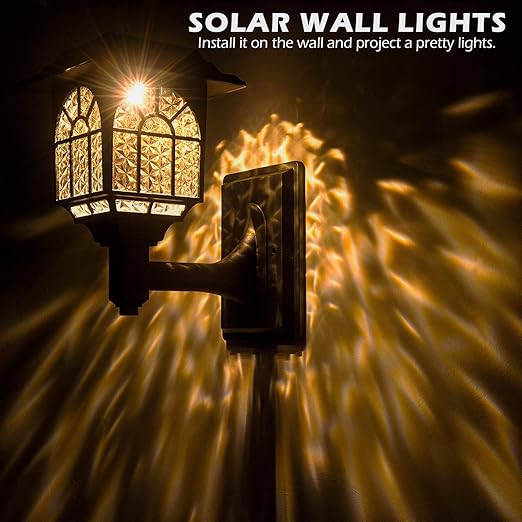 Solar Fence Lights. Outdoor LED Solar-Powered Wall Lights. Waterproof Garden Lights for Patio & Yard. Warm White (4 Pack)