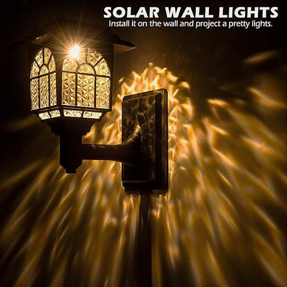 Solar Fence Lights. Outdoor LED Solar-Powered Wall Lights. Waterproof Garden Lights for Patio & Yard. Warm White (4 Pack)