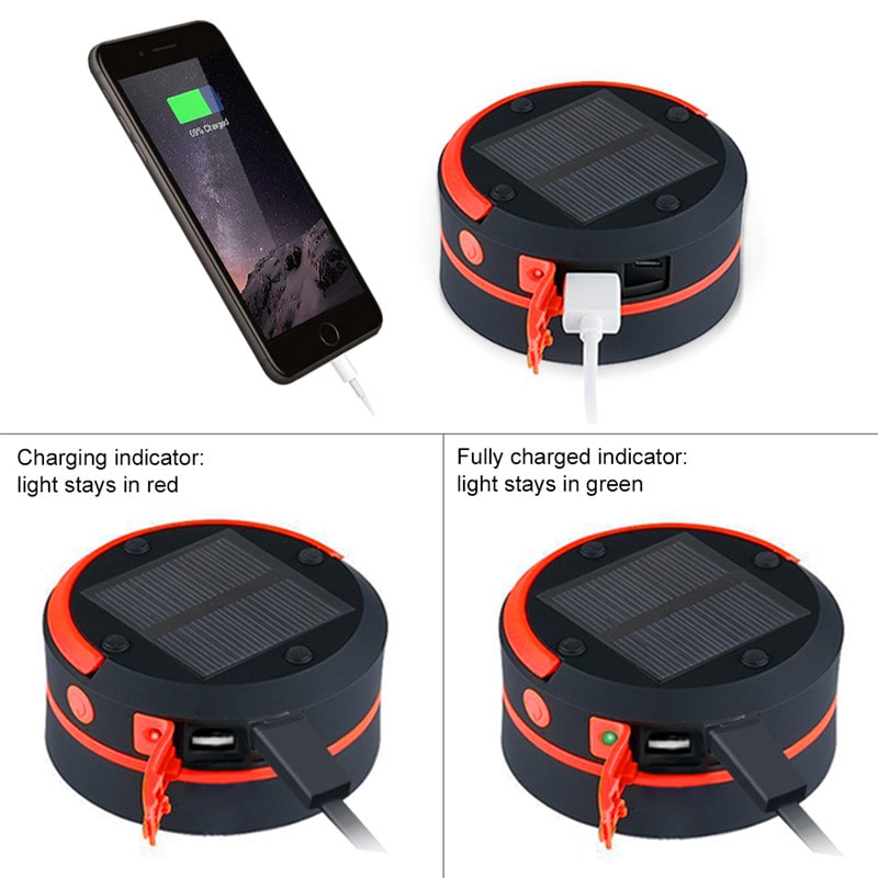 1W 3 Modes LED Solar Outdoor Camping Lantern Lights