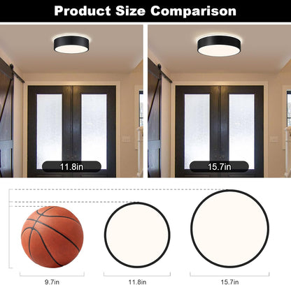 Modern LED Ceiling Light. 24W 4000K Black Metal Flush Mount Lamp 11.8 Inch for Bedroom. Living Room. Kitchen. Bathroom. Hallway. Dining Room. Lounge