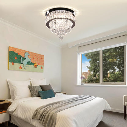 11.8 Modern Crystal LED Ceiling Chandelier Flush Mount with Remote