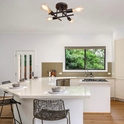 5-Light Industrial Vintage Chandelier – Modern Ceiling Fixture for Bedrooms. Kitchens. Dining Rooms. Lofts. and Offices
