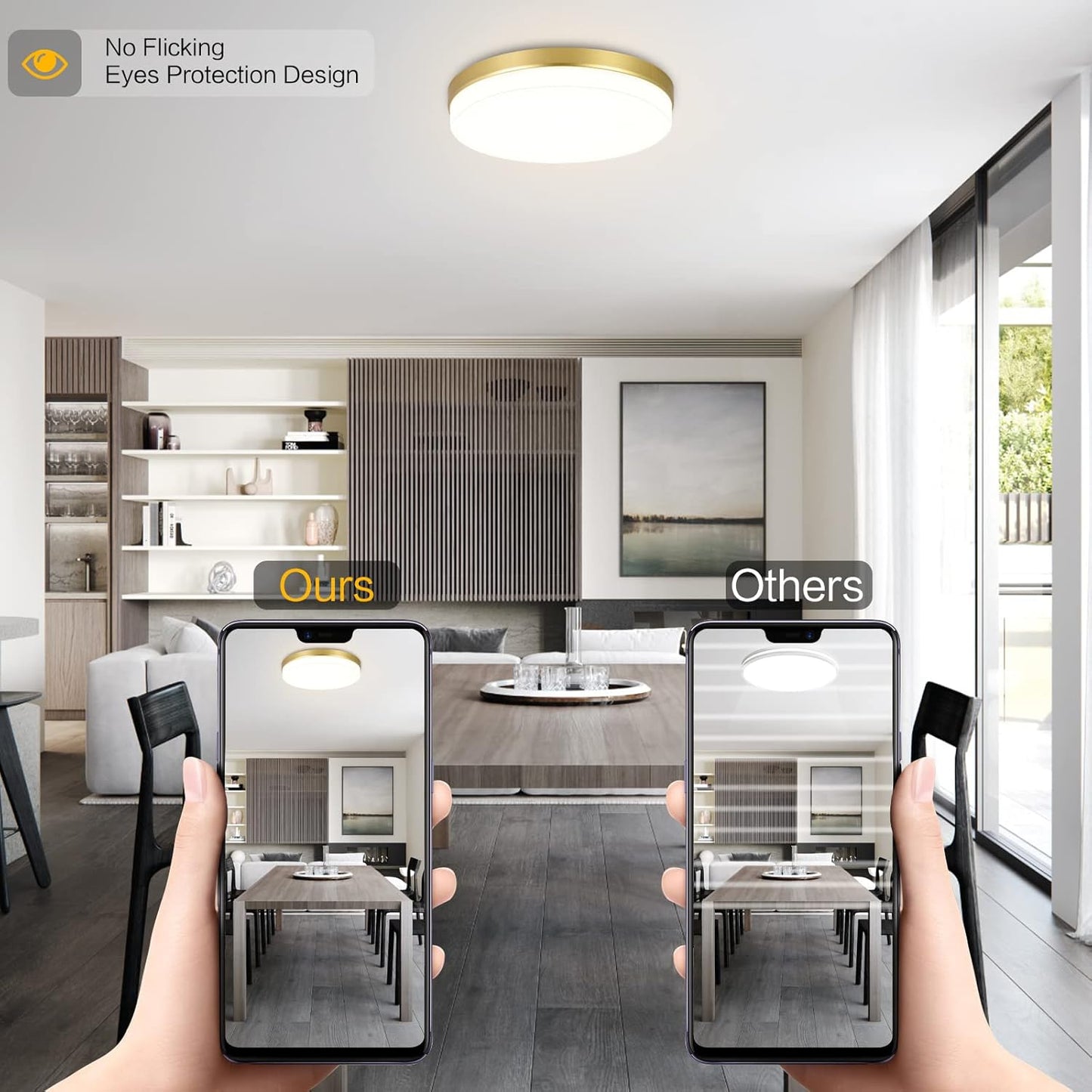 Gold LED Ceiling Light. 36W 4000K Natural White Round Ceiling Lamp 3240LM for Bathroom. Kitchen. Bedroom. Hallway. Utility Room. Laundry. Toilet. Porch. Ø23CM